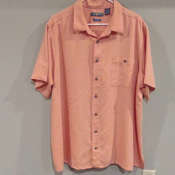 Campia‎ means 2XL easy care orange short sleeve button down rayon/poly blend - Picture 1 of 4